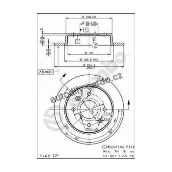 Brzdový kotouč Brzdový kotouč BREMBO 08.5218.10 - MAZDA