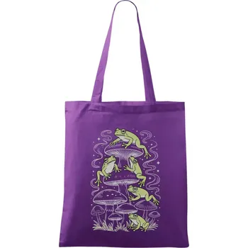 Nákupní taška Goblincore frogs and various mushrooms - Taška bavlněná - 42 x 38 cm ( Fialová )