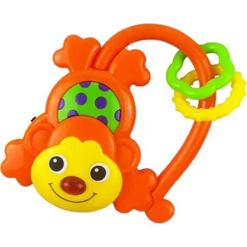Chrastítko Baby Mix opička oranžová pro miminko na baterie Světlo Zvuk | 323355