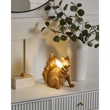 Stojací lampa Stolní lampa zlatá polyresin zvířecí motiv tvar veverky moderní glamour styl noční lampa obývací pokoj ložnice Beliani