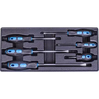 Sada nářadí Sada plochých šroubováků ve výplni do dílenského vozíku