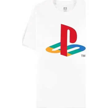 Pánské tričko Pánské tričko Playstation: Velké logo (XL) bílá bavlna