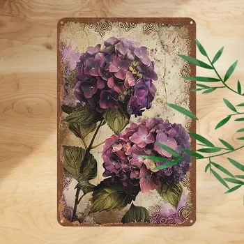 Plechová cedule BAF Plechová vintage cedule Hortenzie 30 x 20 cm