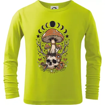 Dětská móda Goblincore magical mushroom - Triko dětské Long Sleeve - 104-110cm / 3-4 roky ( Limetková )
