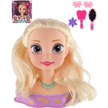 česací hlava _Ostatní 1_ Hlava česací blondýnka velká set s kadeřnickými doplňky v krabici 00850655