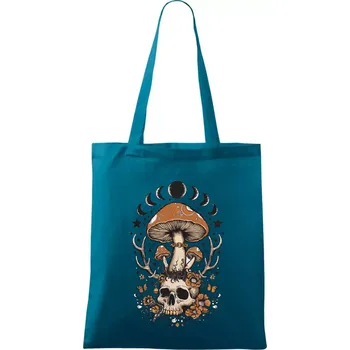 Goblincore magical mushroom - Taška bavlněná - 42 x 38 cm ( Petrolejová )