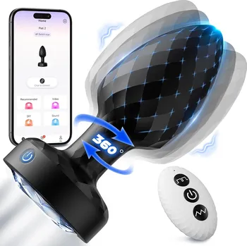 Anální kolík SuperLove 360 Tornado Swiveling Light Up Butt Plug with App Black