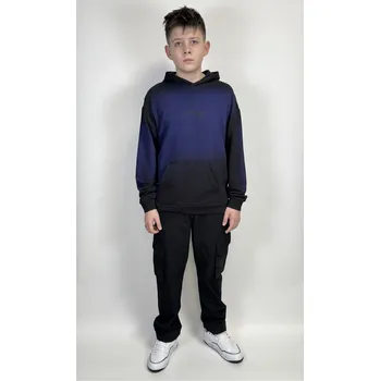 Chlapecká mikina Reporter Young | Chlapecká černá mikina s kapucí a fialovým potiskem ‚INDISTINCT‘ - Barva ČERNÁ, Velikost 146 243-0551B-01-100-1