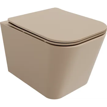 Klozet Mexen Teo WC mísa Rimless se slim pomalu se zavírajícím sedátkem, duroplast, cappuccino mat - 30854064 WC mísy