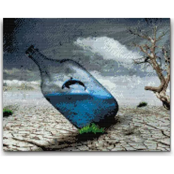 Diamantové malování Diamantové malování - Kosatka v láhvi Velikost: 30x40cm, Rámování: Pouze srolované plátno, Diamanty: Kulaté