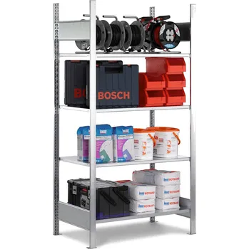 Dílenský regál Policový regál, nástavné pole, šířka police 1300 mm, 4 skladovací úrovně, 1312 x 537 x 2300 mm