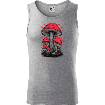 Goblincore Cottagecore Mushrooms - Tílko pánské Core - M ( Tmavě šedý melír )