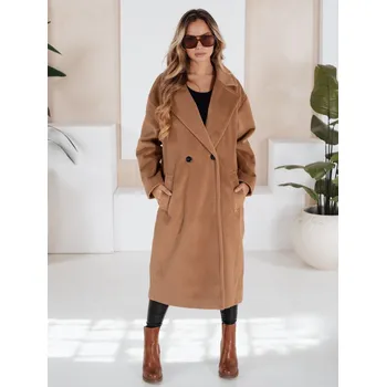 Dámský kabát Hnědý dámský oversize kabát NY0767 Velikost: M