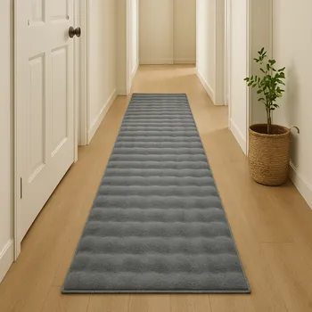 Koberec s imitací kožešiny 80x300 3D vzor tmavě šedý