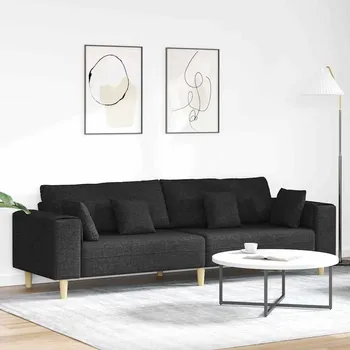 Pohovka Tkaninové sofa s polštářem Černá 208 cm textil Černá3335145
