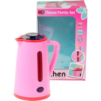 Dětská kuchyňka _Ostatní 1_ Konvice dětská rychlovarná růžová vypouští páru na baterie Světlo Zvuk ad68754