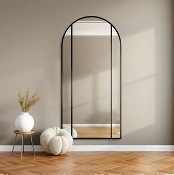 Zrcadlo Poloviční oválné zrcadlo se šambránami v loftovém rámu MDF - ARO - barva rámu dle vašeho výběru