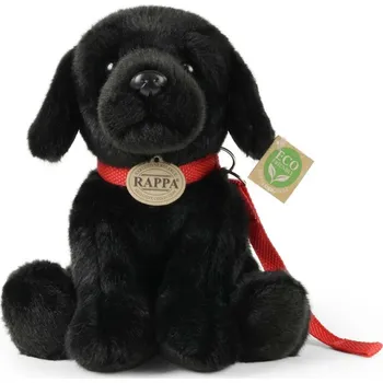 Hračka Rappa Plyšový pes labrador černý s vodítkem 28 cm ECO-FRIENDLY