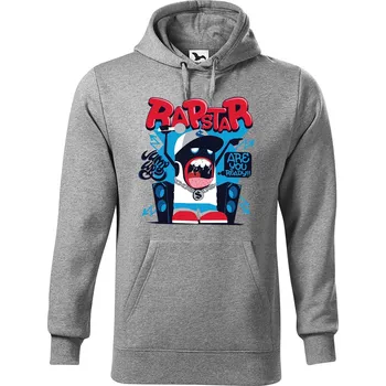 Pánská mikina DOBRÝ TRIKO Pánská mikina s potiskem Rapstar Velikost pánské mikiny: 4XL, Barva: Tmavě šedý melír