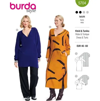 Nit Tištěný střih empírové šaty s dlouhým rukávem, tunika