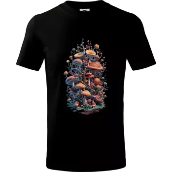 Goblincore mushrooms and tiny creatures - Tričko dětské bavlněné - 98 cm / 2 roky ( Černá )