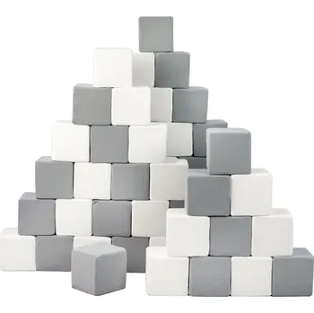ostatní stavebnice Pěnové kostky-sada 45 velkých pěnových kostek Pyramida grey white