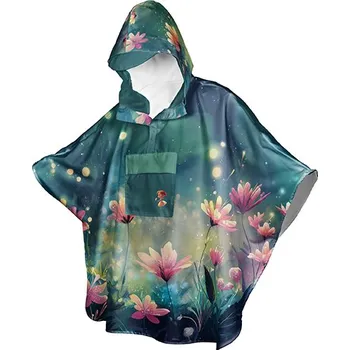 Panel se střihem na dětskou pláštěnku Iris rusovláska pod velkou květinou 116 - 140