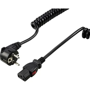 Prodlužovací kabel Sygonix SY-6733074 IEC kabel černá 3 m zablokovatelný , spirálový kabel
