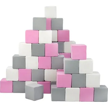 ostatní stavebnice Pěnové kostky-sada 45 velkých pěnových kostek Pyramida pink white grey