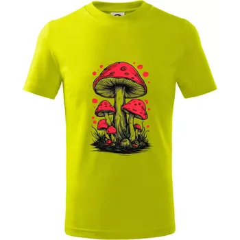Goblincore Cottagecore Mushrooms - Tričko dětské bavlněné - 98 cm / 2 roky ( Limetková )