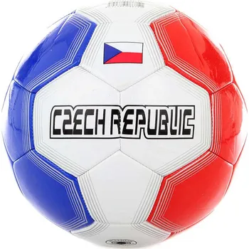 Fotbalový míč _Ostatní 1_ Míč fotbalový vel.5 Česká Republika kopačák 20cm šitý balon trikolora 86751