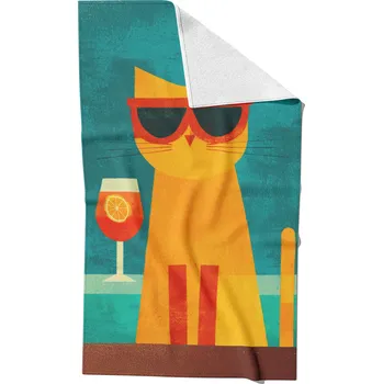 Rychleschnoucí ručník 50x90 kočka s drinkem