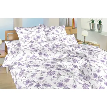 Povlečení Krepové povlečení - Kvítí fialové na bílém - na zip