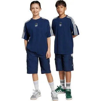 Dětské kraťasy adidas Originals MINECRAFT tmavomodrá barva, s aplikací, nastavitelný pas, KD9833 59X, vel. 158