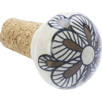 Láhev MADAM STOLTZ Kameninová zátka na lahev Off White / Brown