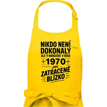 Kuchyňská zástěra Nikdo není dokonalý ale ti narození v roce 1970 jsou zatraceně blízko - Pánská zástěra na vaření - Univerzální velikost ( Žlutá )