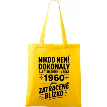 Nikdo není dokonalý ale ti narození v roce 1960 jsou zatraceně blízko - Taška bavlněná - 42 x 38 cm ( Žlutá )