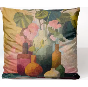 Sametový povlak na polštář 45x45 omalován obraz květin 2