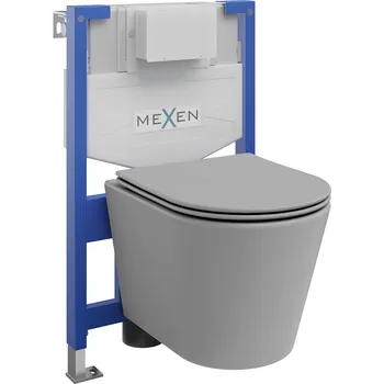 Klozet Mexen podomítkový WC set Fenix XS-F s WC mísou Rico a pomalu zavíratelným prkénkem, světle šedý mat - 68030724061 Podomítkové WC sady