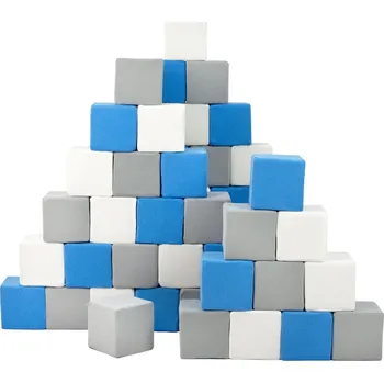 ostatní stavebnice Pěnové kostky-sada 45 velkých pěnových kostek Pyramida blue white grey