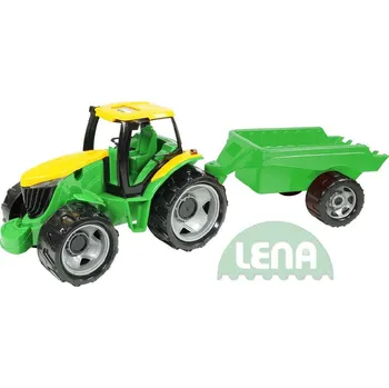 Zahradní traktor LENA Traktor plastový zelený set s přívěsem 94cm v krabici ln02122