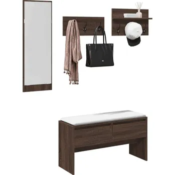 vidaXL 4dílný nábytek do předsíně kompozitní dřevo [847922] Barva: hnědý dub