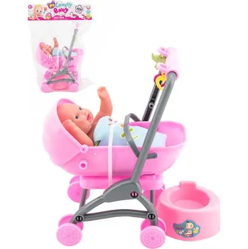 Panenka _Ostatní 1_ Panenka kloubová miminko set s kočárkem a nočníkem v sáčku plast 00311987