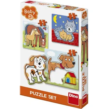 Puzzle DINO Baby puzzle 12 dílků Zvířátka 18x18cm skládačka 3v1 velké dílky dn325128