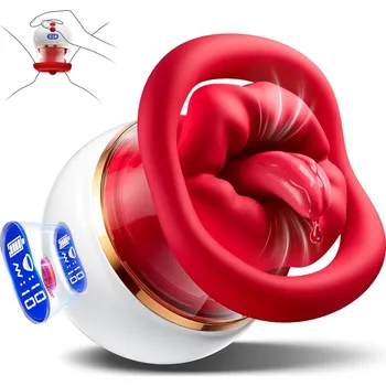 Vibrátor SuperLove 5in1 Sucking, Licking, Heating & Vibrating Mouth Pleaser Red