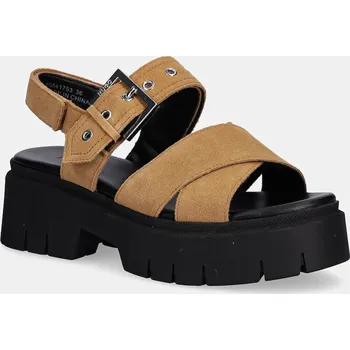 Dámské sandále Semišové sandály HUGO Kris dámské, hnědá barva, na platformě, 50541753 50541753.280 84X, EUR 37