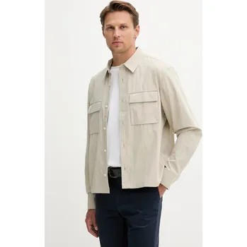 Pánská košile Košile Calvin Klein pánská, béžová barva, relaxed, s klasickým límcem, LV04LD122G 80X, vel. XS