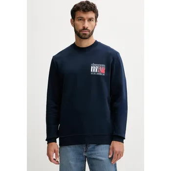 Pánská mikina Bavlněná mikina Tommy Jeans pánská, tmavomodrá barva, s potiskem, DM0DM22093 59X, vel. XL