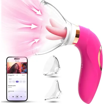 Vibrátor SuperLove Sucking, Licking & Vibrating Clitoral & Nipple Stimulator with App Pink