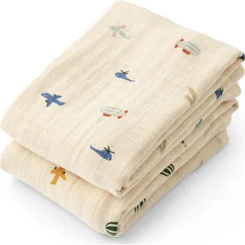 Plena LIEWOOD Dětská mušelínová plenka Lewis Aviator/Ecru – set 2 ks